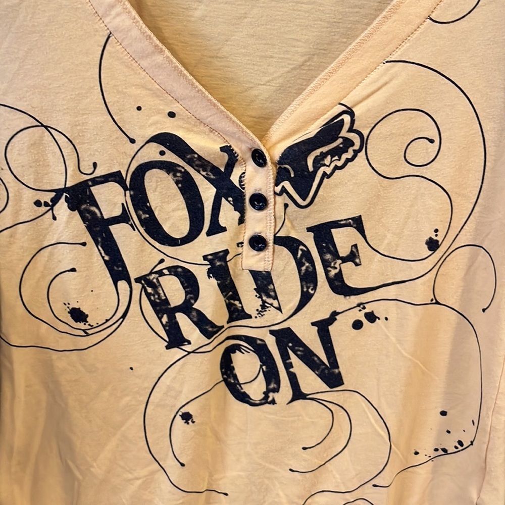 Fox Racing Ride On Henley V-neck Long Sleeve Tee Yellow and Black - Picture 4 of 6